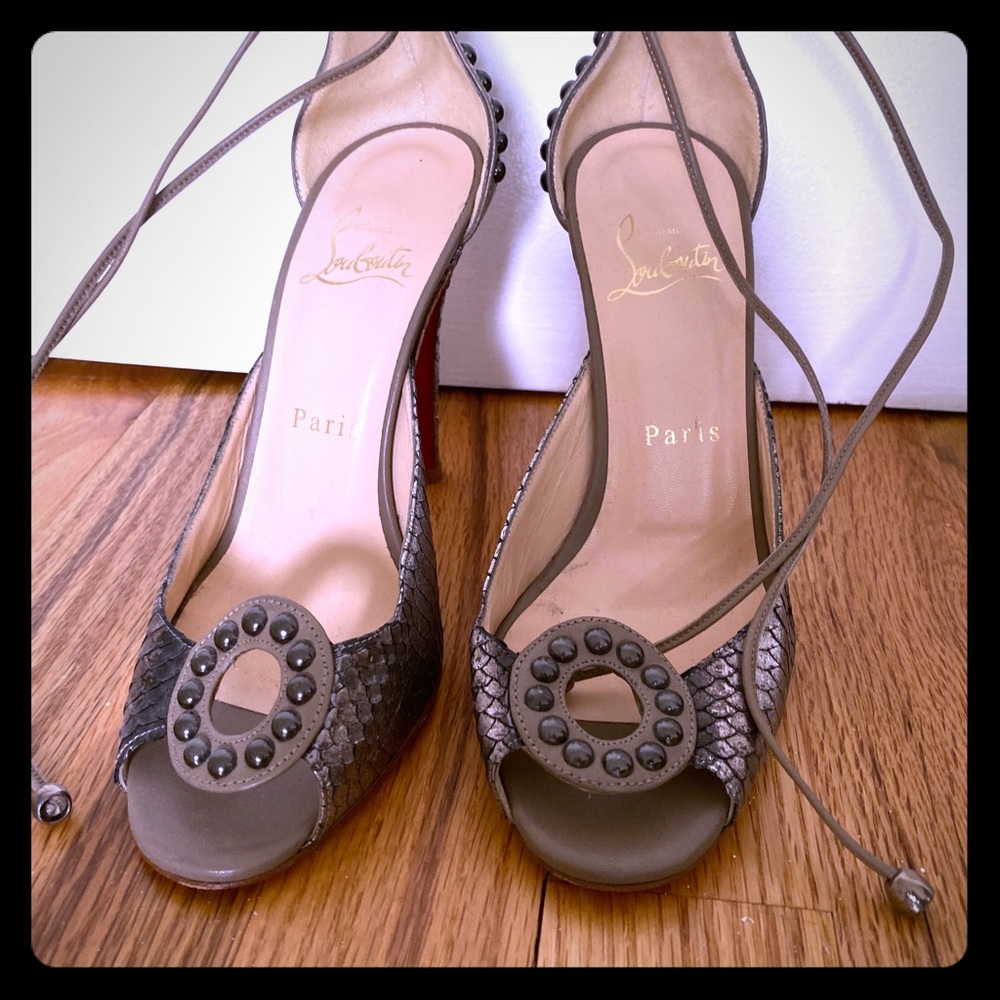 Christian Louboutin grey snakeskin leather heels